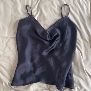 Black Draped Satin Top
